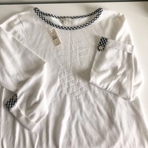 Talbots Pineapple Embroidered Sweater
